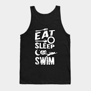 Swimming Eat Sleep creative graphic art Tank Top